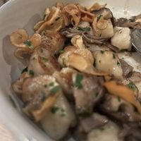 AMAZING sunchoke and mushroom homemade gnocchi (caution: sunchokes are known to cause flatulence!!!)  at Luma Riverfront Bar & Eatery in Petaluma