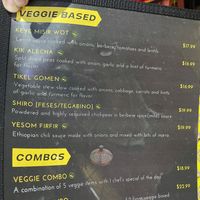Menu   at Mesob in Winnipeg