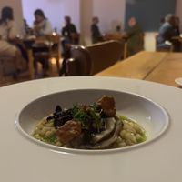 Mushroom risotto - instead of rice its potato, cut in "rice looking" way  at Galerija Okusov in Petrovce