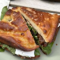 Focaccia with Camombert and Fig Chutney  at Nutmeg + Thyme in Burford