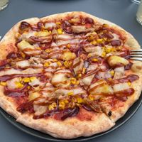 Hawaiian Sumer pizza with added corn.  at Virtuous Pie in Cologne