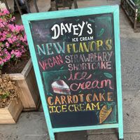 Placard announcing vegan flavor at Davey's Ice Cream - East Village in New York City
