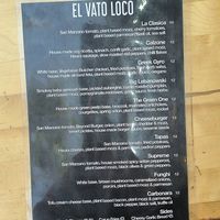 A huge range of vegan pizzas at El Vato Loco in Barcelona