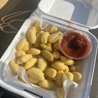 Fried gnocchi with marinara sauce  at El Vato Loco in Barcelona