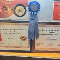 awards at Karami Ramen in San Diego