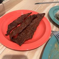 Rice paper bacon (they gave us extra bc they forgot to put it on the burger, so don’t expect to normally get this much)   at devil's lettuce in Richmond