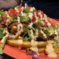 Cheech’s chopped cheese fries. (Beyond meat and melted violife)  at devil's lettuce in Richmond