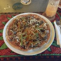 Vegan pizza at Omali in Sao Tome