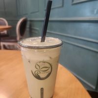 Matcha pistachio latte at Green Papaya in Dallas