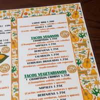 vegan section in the menu at Clan Tequila in Madrid