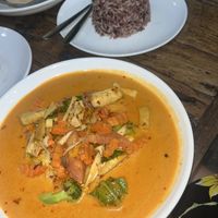 Panang curry and rice  at La Carotte Qui Rit in Surat Thani