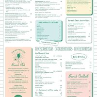 Menu at The Citrus Club in Yeppoon