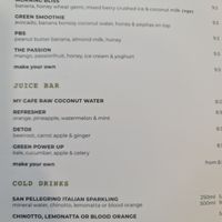 Juice bar at My Cafe in Griffith