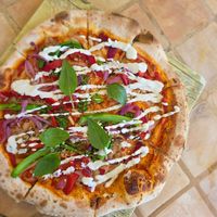 Brocollini pizza at Beach Hotel in Byron Bay