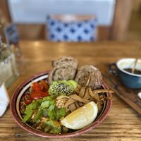 Scramble tofu bowl with mushroom, avocado and tomatoes  at Indigo - Thong Sala in Koh Phangan