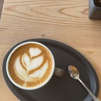 Specialty coffee flat white   at Triton's Coffee Lab in Fuerteventura