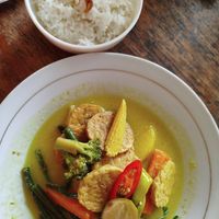 Curry de verduras con leche de coco y arroz at Healthy Warung in Gianyar