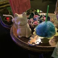 Tiki Kitty and Hawaiian Ice with rum. (For $5 more you can keep the kitty mug!) at Tattooed Mom in Philadelphia