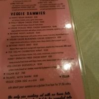 Dedicated vegetarian/vegan section of menu at Tattooed Mom in Philadelphia