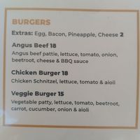 Veggie burger can be made vegan by omitting/swapping aioli. at The Cali - Caledonian Hotel in Singleton