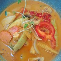 Vegan yellow curry! at The Cali - Caledonian Hotel in Singleton