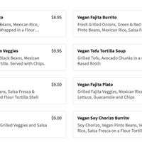 Vegan Menu at Pepino's Fresh Mexican Grill in Portland