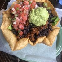 Vegan tostada salad with soy chorizo  at Pepino's Fresh Mexican Grill in Portland