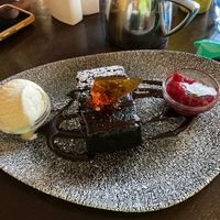 Vegan chocolate brownie and vegan ice-cream   at The Elm Tree in Glounthaune Village