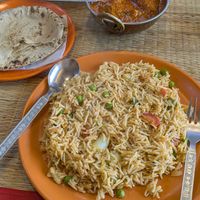 Veg biriyani  (veg kofta and roti in the background) at Shankara Vegis in Agra