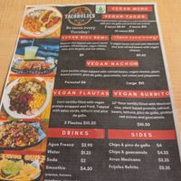 Full vegan menu at Tacoholics in Boquete