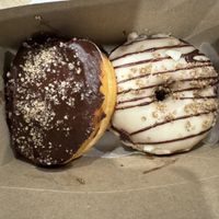 Ferrero Rocher and Turtles: Salted Caramel Pecan donuts  at bloomer's in Burlington