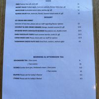 Menu  at Richardson's Bistro in Coles Bay