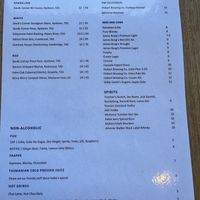 Drinks menu  at Richardson's Bistro in Coles Bay