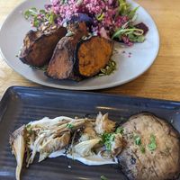 Mushrooms and pumpkin dish at Richardson's Bistro in Coles Bay