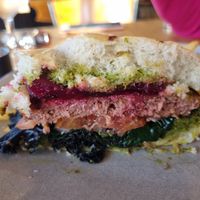 Vegan burger,  dissected at Richardson's Bistro in Coles Bay