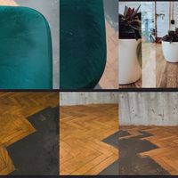 About Seats,flowerpots, floors and concrete with a wink. at Full Circle Coffee in Ghent