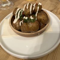 Crispy potatoes with garlic majo and chimichurri  at Nooch Bar and Kitchen in Stirling