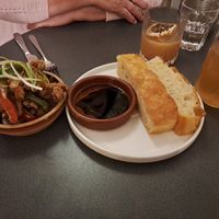 Focaccia and fried oyster mushrooms at Nooch Bar and Kitchen in Stirling