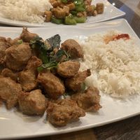Crispy chicken main dish   at Vegan District Asian Eatery in Loma Linda
