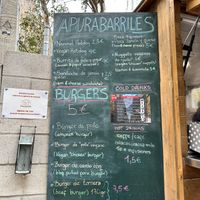 Chalk board featuring some of the food on offer to hikers    at Apurabarriles in El Chorro