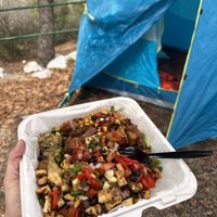 Picked up this potato hash with tofu on the way to go camping and it was quite yummy! They customize items to be vegan - which was great - but bummed not nothing was labeled.  at From the Hearth Kitchen & Pie Shop in Red Bluff