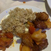 Mock chick’in dishes with fried rice (no egg)   at Gerrard's Corner in London