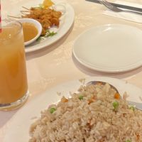 Chicken satay skewers and vegan nasi   at Gerrard's Corner in London