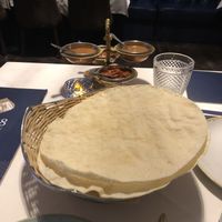 Not sure what this called, but it was offered as a starter. Had two different dips: a spicy one and a sour one  at 8848 Restaurant in Aberdeen