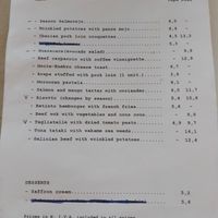 Menu at Vega 10 in Sevilla