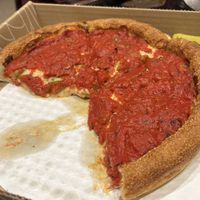 Vegan Sausage and peppers  deep dish  at Sarpino's Pizzeria - W Diversey Pkwy in Chicago