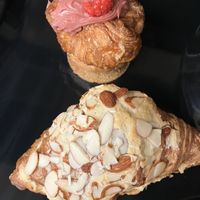 raspberry croissant muffin and almond croissant. Both amazing !  at Maison Macha in Culver City