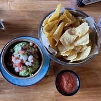 Guacamole with chips & salsa  at Dos Bandidos in Broken Arrow