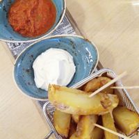 Patatas with vegan aïoli  at El Curry Verde in Hondarribia