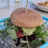 Beetroot burger with guacamole at El Curry Verde in Hondarribia